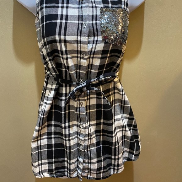 stylish SO black/white casual plaid Shirt Dress size 10 - Picture 8 of 11